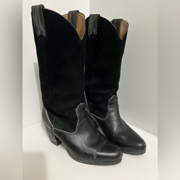 Vintage Black on Black All Leather Cowboy Boots - Size 8 - Picture 12 of 14